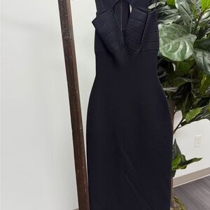 Chic Scanlan Theodore Crepe Knit Black Backless Dress